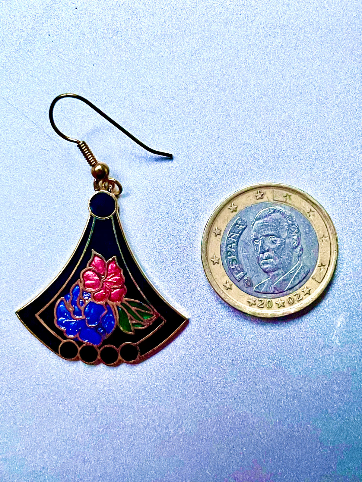 Blütenfächer – florale Vintage-Cloisonné-Ohrringe