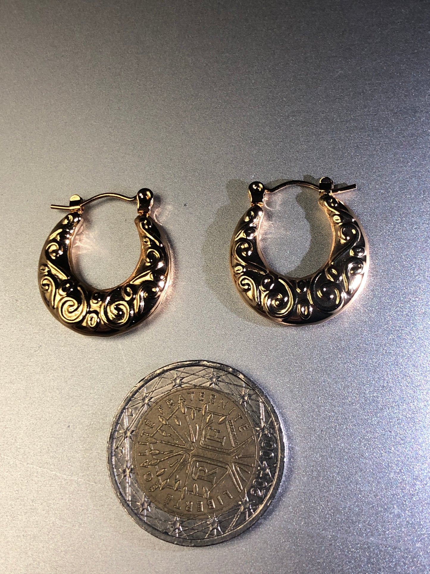Ornamental Baroque Gold Hoops