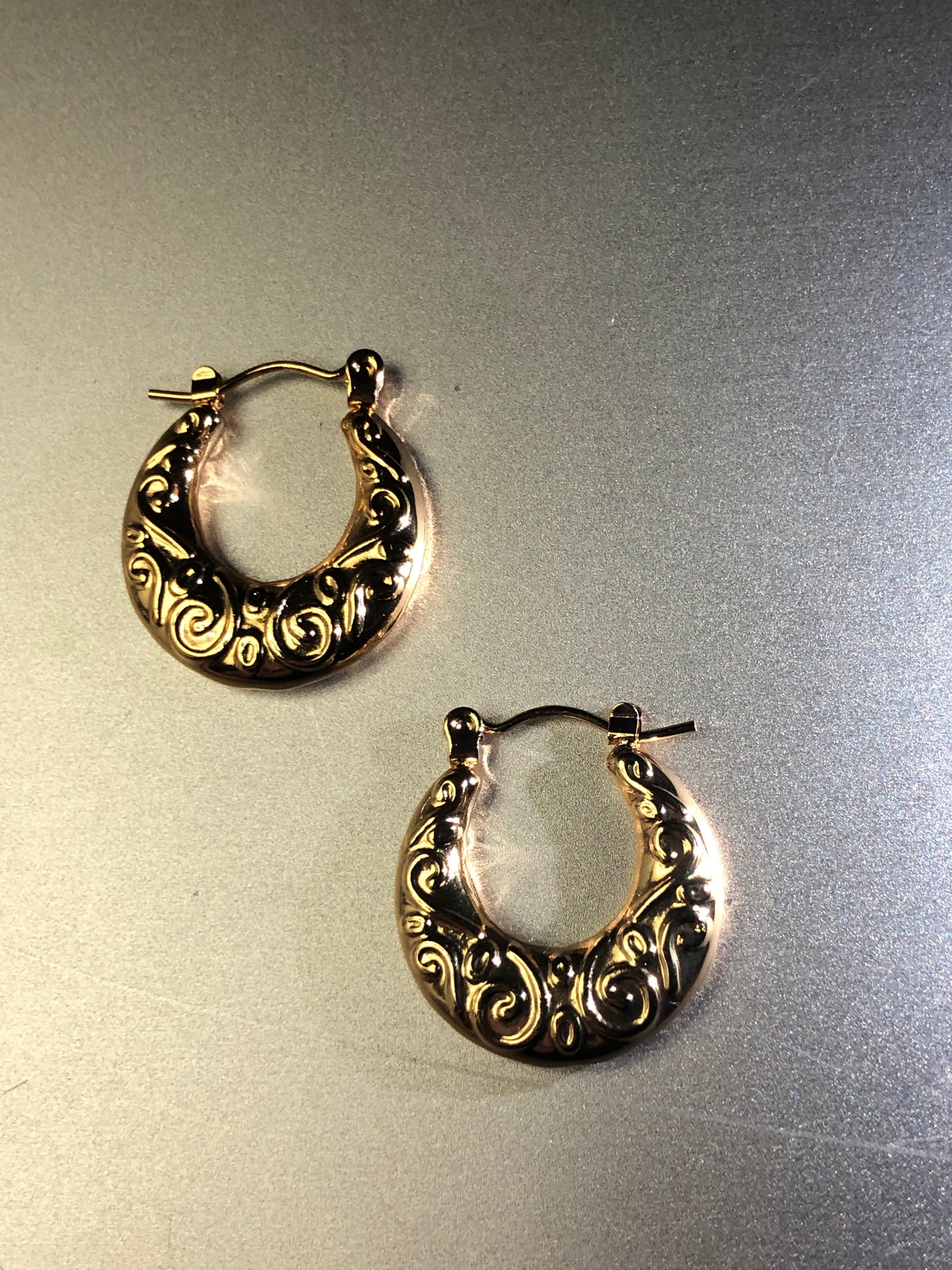 Ornamental Baroque Gold Hoops