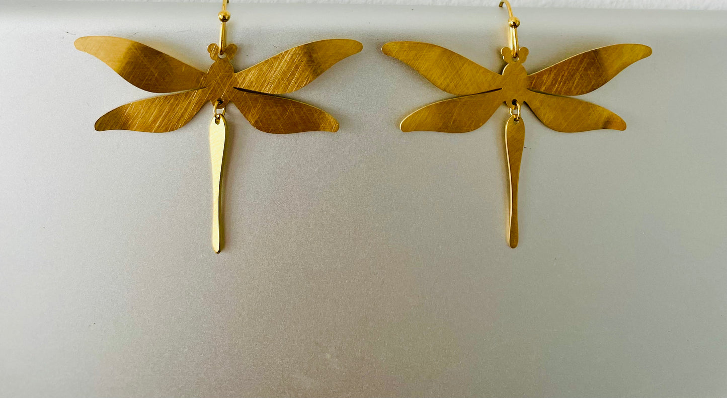Golden Dragonfly Earrings