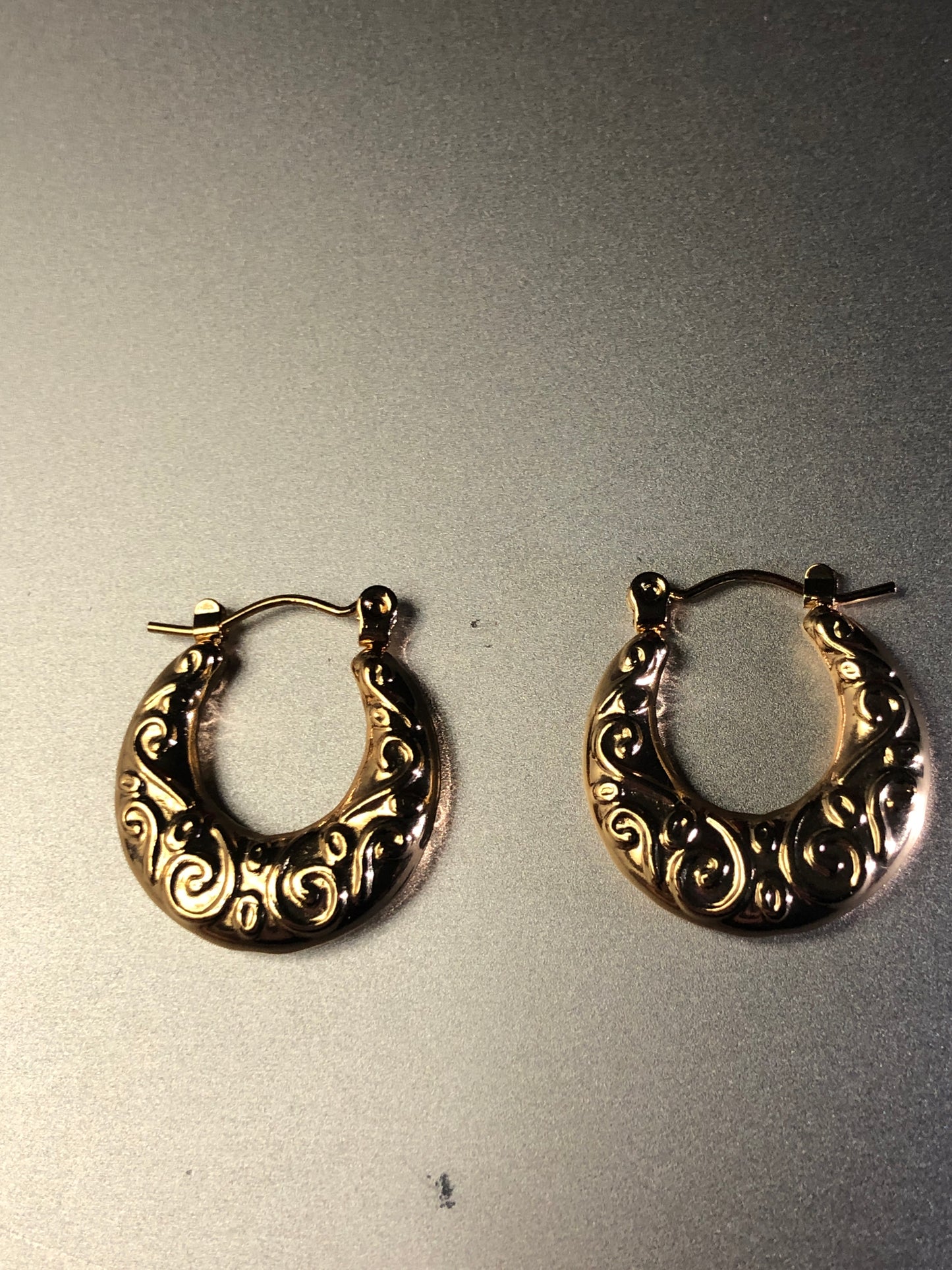 Ornamental Baroque Gold Hoops