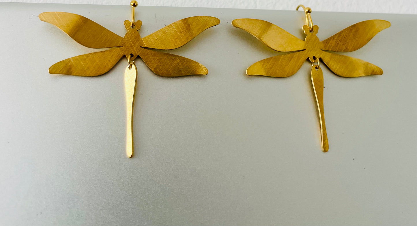 Golden Dragonfly Earrings